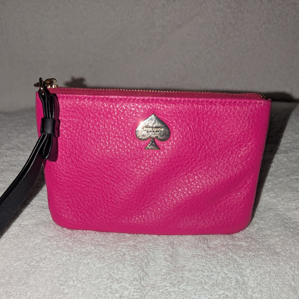 Kate Spade Bee Leroy Pink Leather Wristlet with Spade Emblem